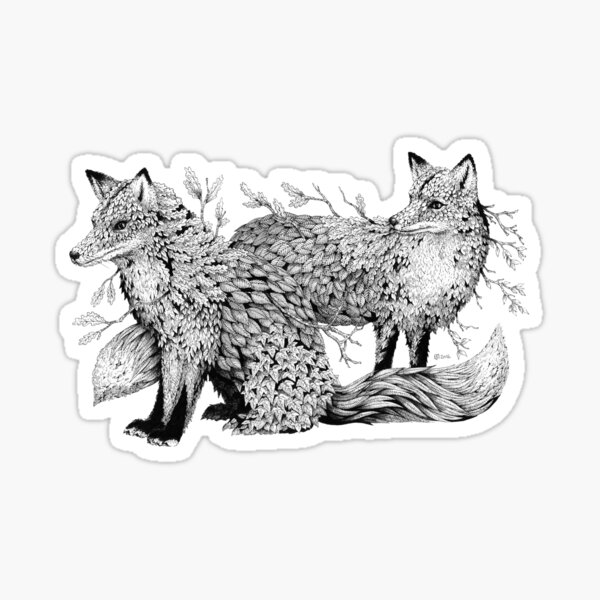 Leaf Foxes Sticker