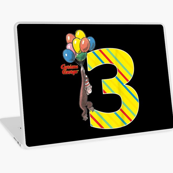 Aperçu de l'œuvre Curious George Vintage 3e anniversaire ballons graphique créée et vendue par MivaanshiAhe.