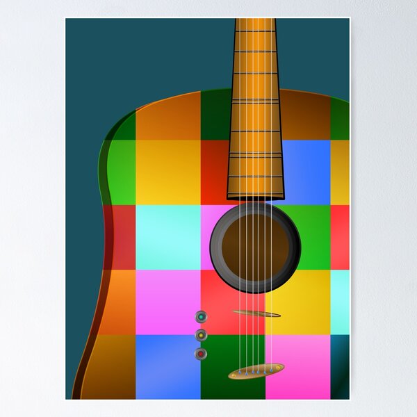 Guitar Art Mondrian Style Poster