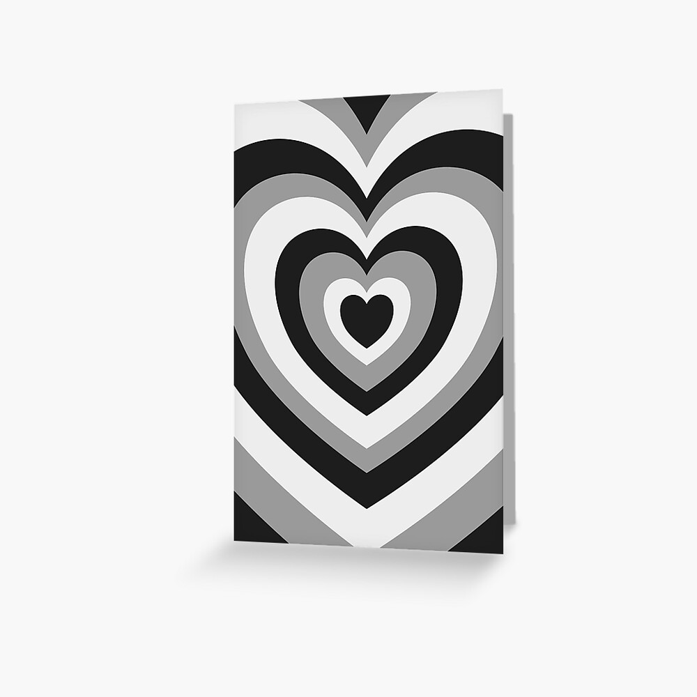 Aesthetic Black and White Groovy Hearts