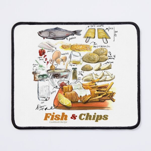 Item preview, Fish and Chips Recipe Teeshirt | Classic Hot Dish | Cookbook | Hand-drawn Recipe Shirt | Fine Dining designed and sold by fishnsteve.