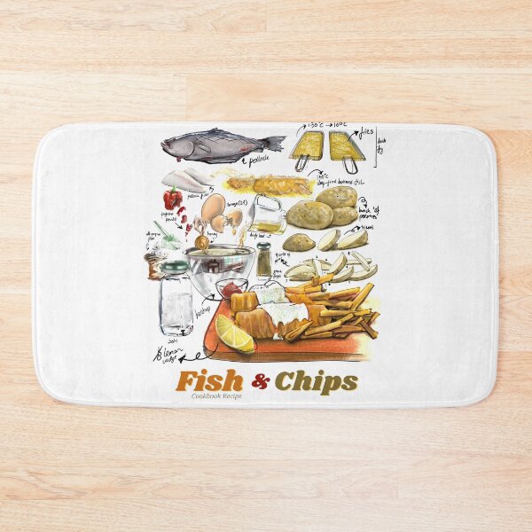 Item preview, Fish and Chips Recipe Teeshirt | Classic Hot Dish | Cookbook | Hand-drawn Recipe Shirt | Fine Dining designed and sold by fishnsteve.