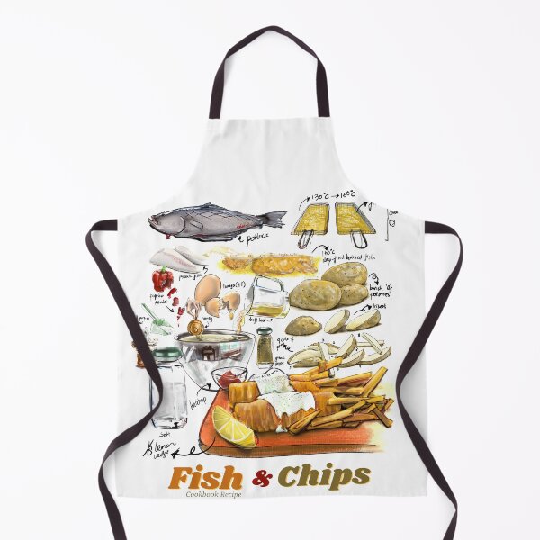 Item preview, Fish and Chips Recipe Teeshirt | Classic Hot Dish | Cookbook | Hand-drawn Recipe Shirt | Fine Dining designed and sold by fishnsteve.