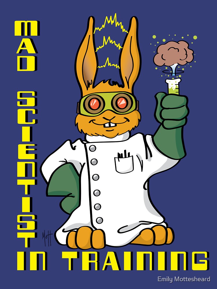 "Cartoon Kids Mad Scientist In Training Bunny" Tshirt by mottfolio