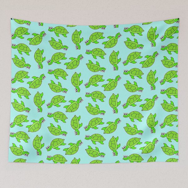 Item preview, Cute Turtles - on blue designed and sold by Adrienne Body.