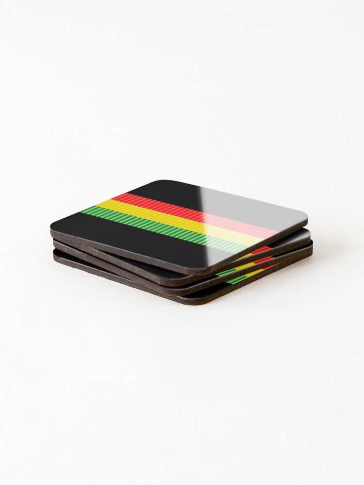 Thumbnail 4 of 5, Coasters (Set of 4), Red Gold Green Rasta Stripe Pattern designed and sold by patternedprints.