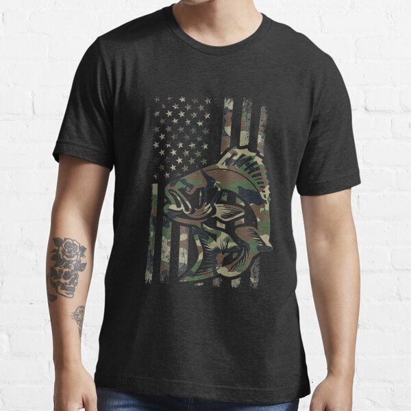 Bass Fishing American Flag Camo Usa For Fisherman Men's T-shirt Back Print  | Monsterry