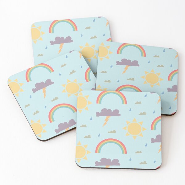 Item preview, Weather sticker pack sun rainbow clouds and lightning (blue background)  designed and sold by -Lily-Anne-.