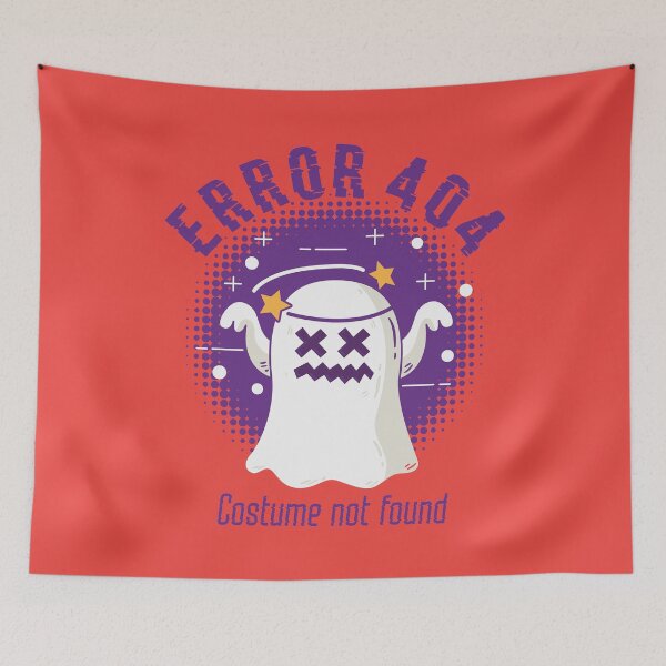 Item preview, COSTUME ERROR 404 NOT FOUND FUNNY GHOST HALLOWEEN HUMOUR RETRO HALFTONE GLITCH ERROR MESSAGE designed and sold by zenturtlemerch.