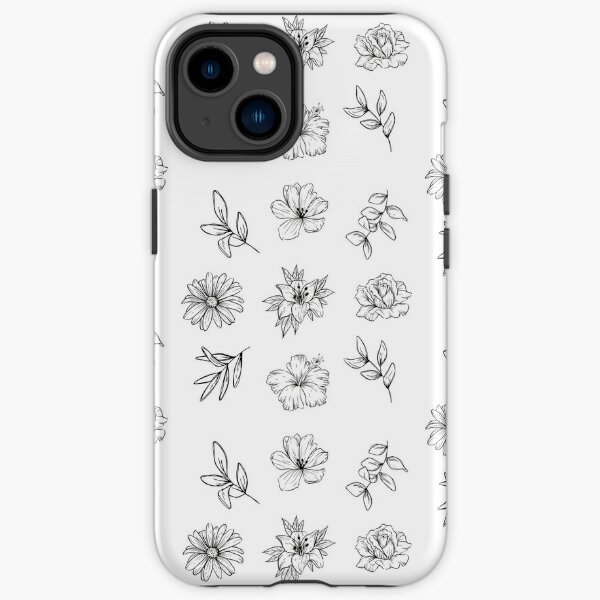 Black and White Flowers iPhone Tough Case