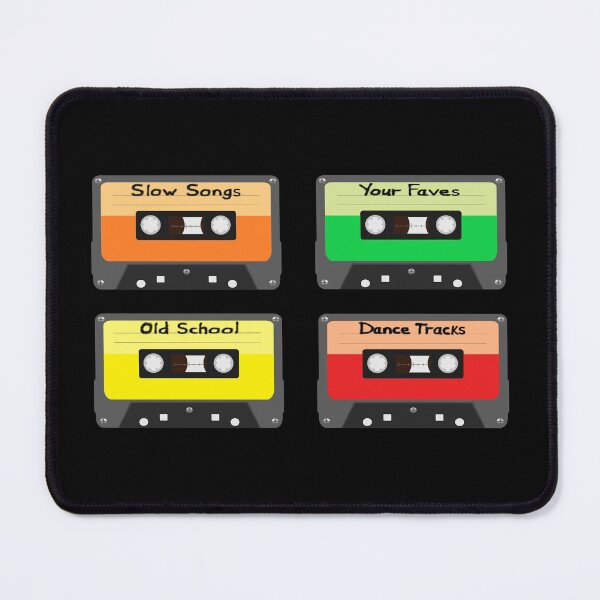Item preview, Mixtapes Pack. Set of Four Retro Cassette Mix Tapes in Vintage Colors. Slow Songs, Your Faves, Old School and Dance Tracks. (Black Background) designed and sold by ArtByLM.