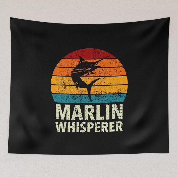 Artikelvorschau, Blauer Schwertfisch Marlin Whisperer Sport Hochseefischen Retro entworfen und verkauft von JokeGysen.
