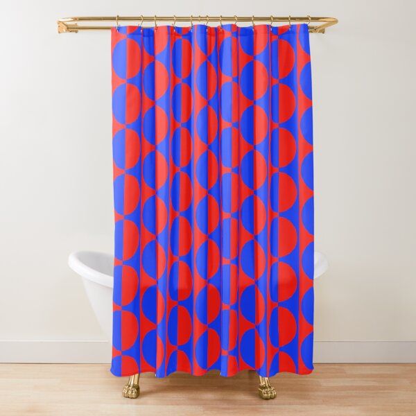 Circle--Oscillating Red & Blue Shower Curtain