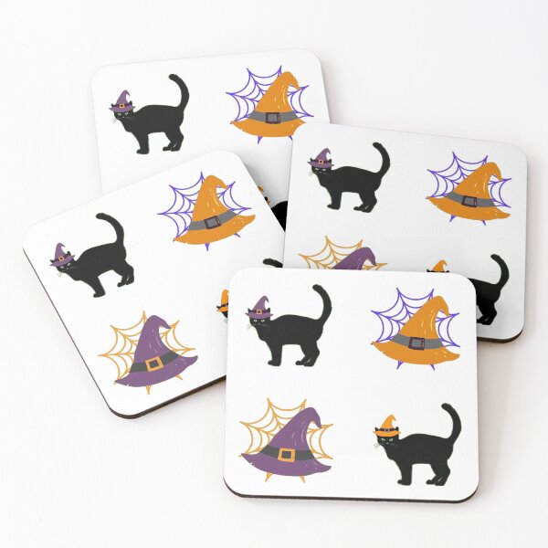 Item preview, Happy Hallowe'en Holiday Pattern Cute Black Cat Witch's Hat Spider Web Fun Hallowe'en designed and sold by H3designs.