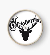 deer horns oktoberfest silhouette black shirt cool design Clock