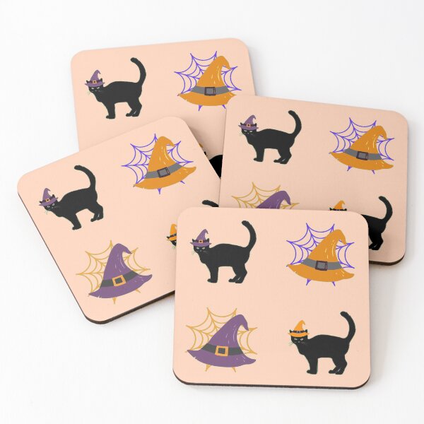 Item preview, Happy Hallowe'en Holiday Pattern Cute Black Cat Witch's Hat Spider Web Fun Hallowe'en designed and sold by H3designs.