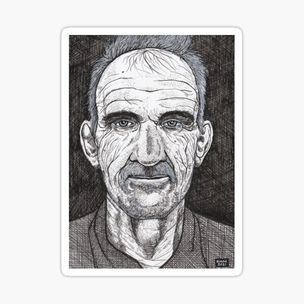 Item preview, portrait of an unknown man. Pitt artist pens, white ballpoint pen on 29.7 x 21cm paper. designed and sold by crowleyronan123.