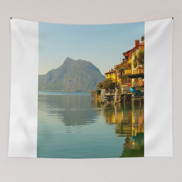 Item preview, Old Village Gandria and Alpine Lake Lugano with Mountain designed and sold by Mats Silvan.