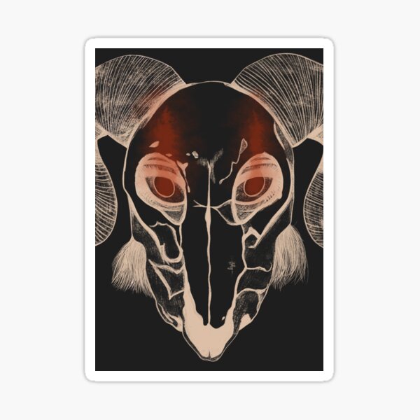 Cow skull mask (Beige on black) Sticker