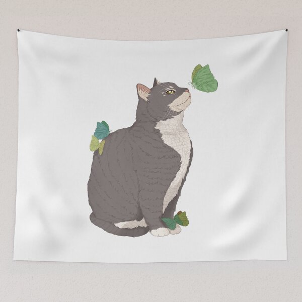 Item preview, Cat and Butterflies Fantasy Art designed and sold by Lena-Bear.