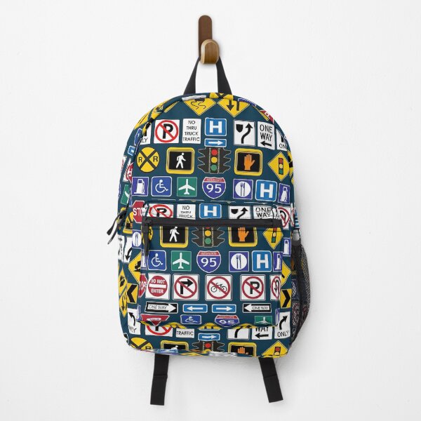 Item preview, Road Signs, Regulations signs Backpack designed and sold by intrusiontechni.
