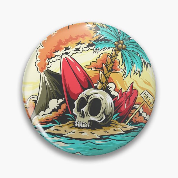 Item preview, Summer Skull Head On The Beach With A Broken Surf Board designed and sold by BROWNEESHOUSE.