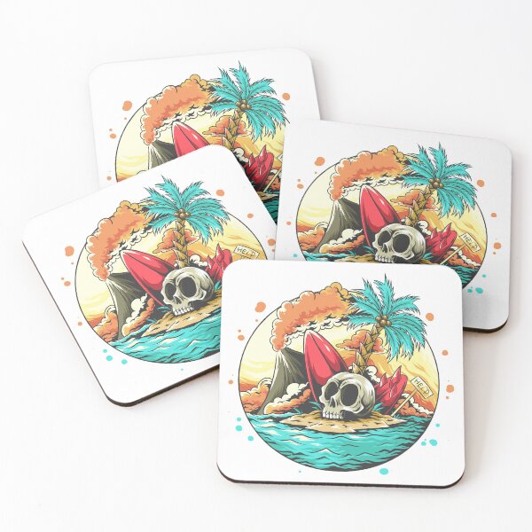 Item preview, Summer Skull Head On The Beach With A Broken Surf Board designed and sold by BROWNEESHOUSE.