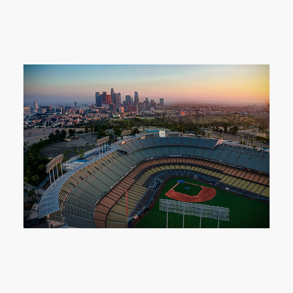 Dodger Stadium And Los Angeles Skyline Long Sleeve T-Shirt