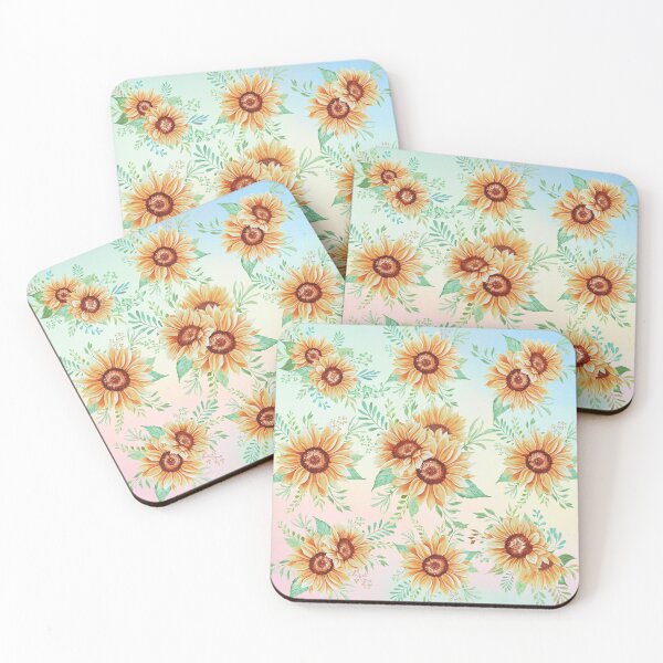 Item preview, beautiful sunflower watercolor art summer floral motif designed and sold by TheSeasonalYard.