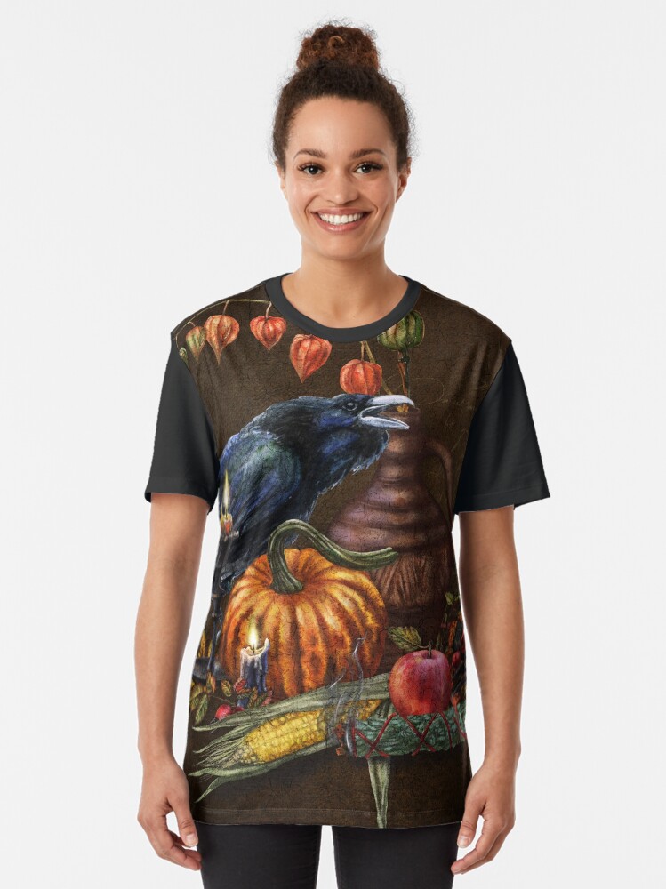 Thumbnail 2 of 5, Graphic T-Shirt, Samhain Raven designed and sold by LuciaS.