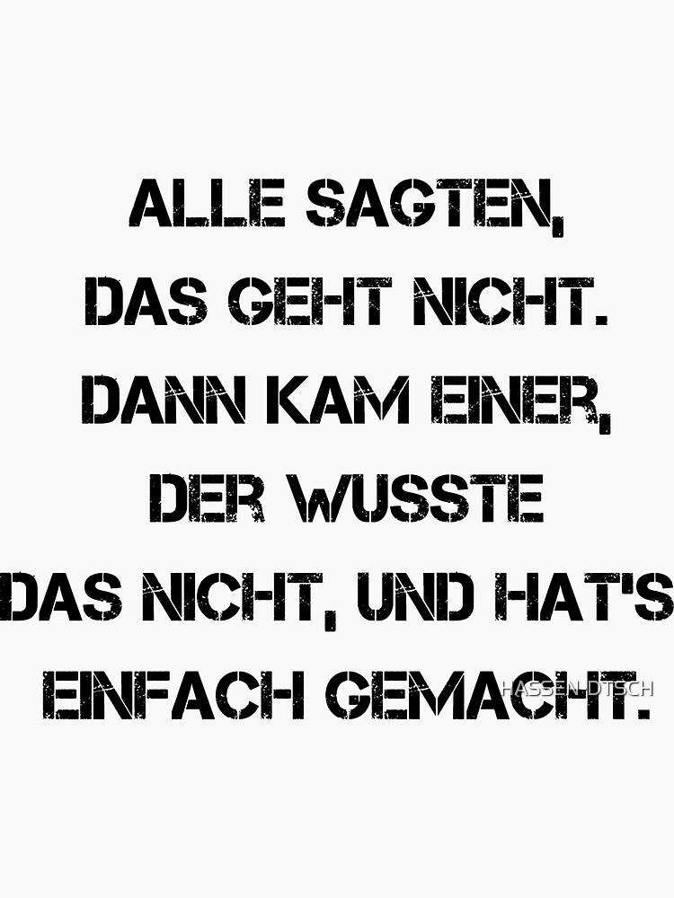 "German quotes" Sticker by HASSENDTSCH Redbubble