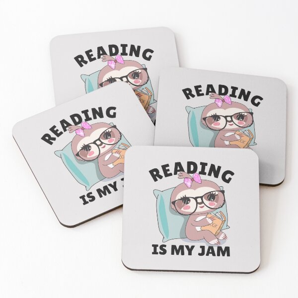 Item preview, Reading is my jam cute sloth kawaii reading a book for kids designed and sold by portrait4you.