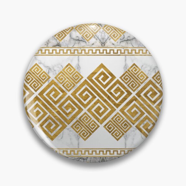 Item preview, Greek Meander - Greek Key White Marble and Gold designed and sold by k9printart.