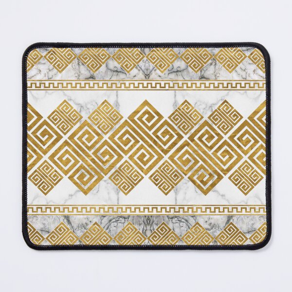 Item preview, Greek Meander - Greek Key White Marble and Gold designed and sold by k9printart.