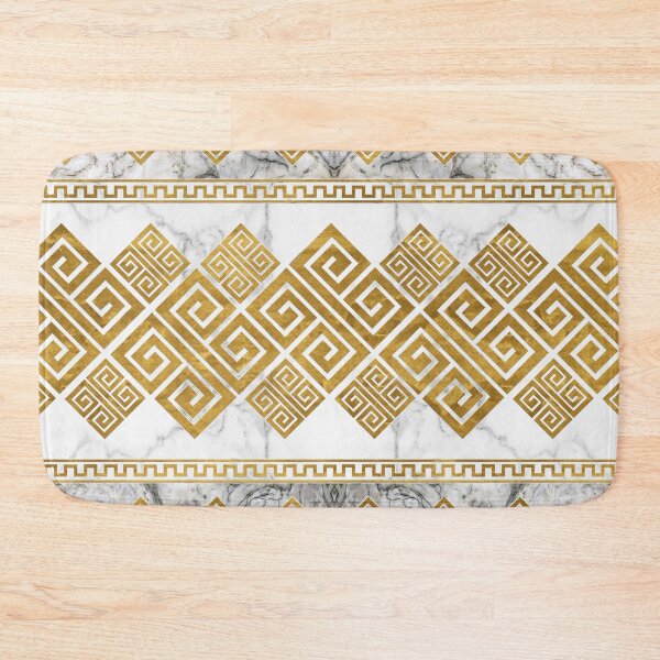 Item preview, Greek Meander - Greek Key White Marble and Gold designed and sold by k9printart.