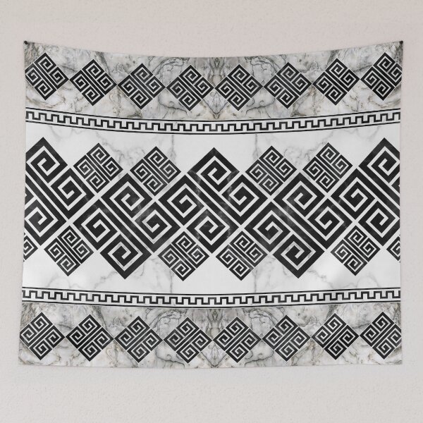 Item preview, Greek Meander - Greek Key Black and White Marble  designed and sold by k9printart.