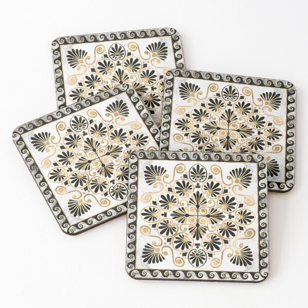 Item preview, Luxury Greek Ornament Black and White Marble  designed and sold by k9printart.