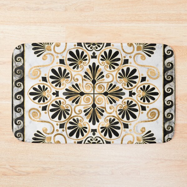 Item preview, Luxury Greek Ornament Black and White Marble  designed and sold by k9printart.