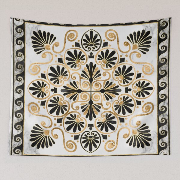 Item preview, Luxury Greek Ornament Black and White Marble  designed and sold by k9printart.