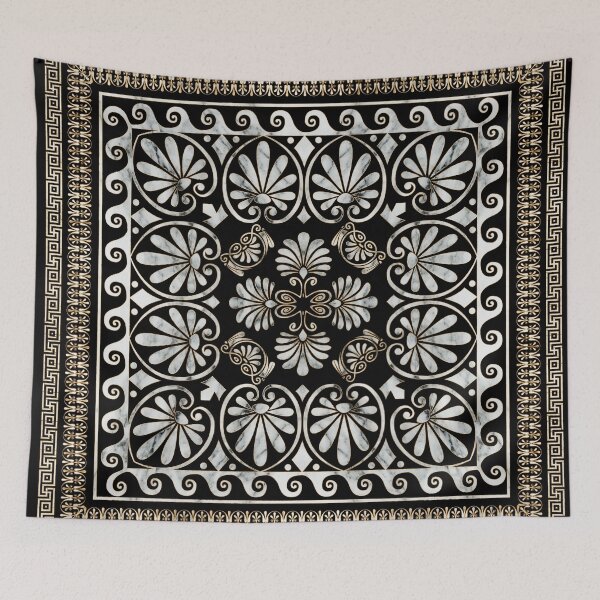 Item preview, Luxury Greek Ornament Black and White Marble  designed and sold by k9printart.