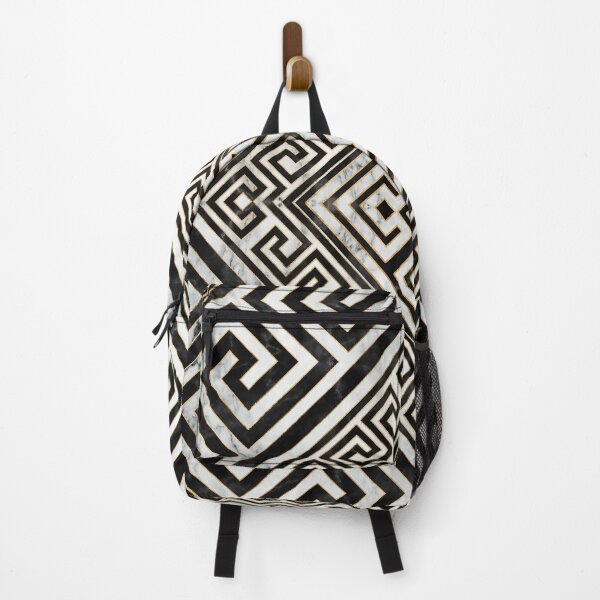 Item preview, Greek Meander - Greek Key Black and White Marble designed and sold by k9printart.