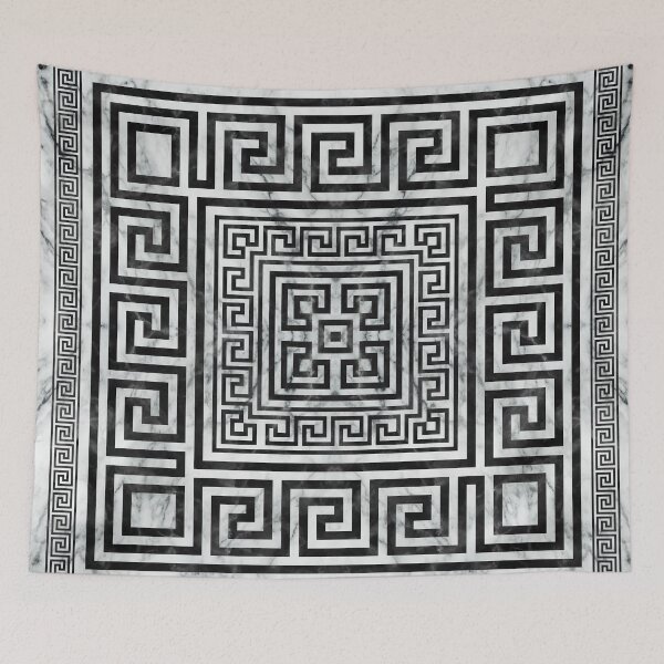 Item preview, Greek Meander - Greek Key Black and White Marble  designed and sold by k9printart.