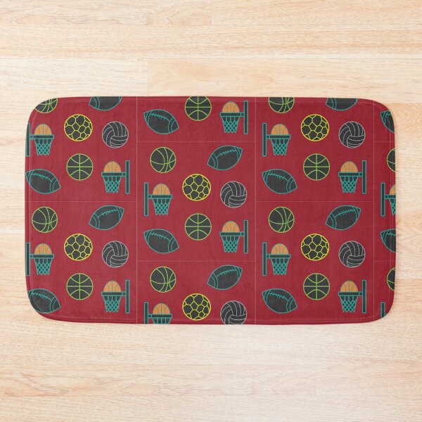 Item preview, rugby, basket ball, soccer, volley ball in red background designed and sold by Naureen-w-a.