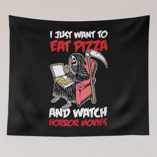 Item preview, Happy Halloween. I just want to eat pizza and watch horror movies classic T shirt designed and sold by TalbotElizabeth.