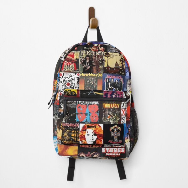 Item preview, Rock Vinyl Collage Backpack designed and sold by intrusiontechni.