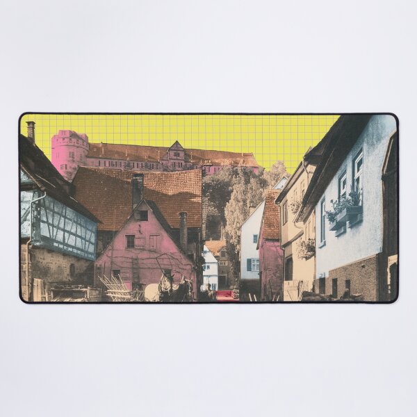 Item preview, We hike on and turn into Seelhausgasse. Quaint houses surround a view of the castle and show a wonderful variety in this Swabian city.
The design by Mallybeau Mauswohn shows a harmoniously colored collage with a view of Seelhausgasse in Tübingen in 1938 designed and sold by Mauswohn.