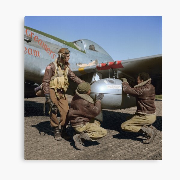 Edward C. Gleed and two other Tuskegee airman — Colorized Canvas Print