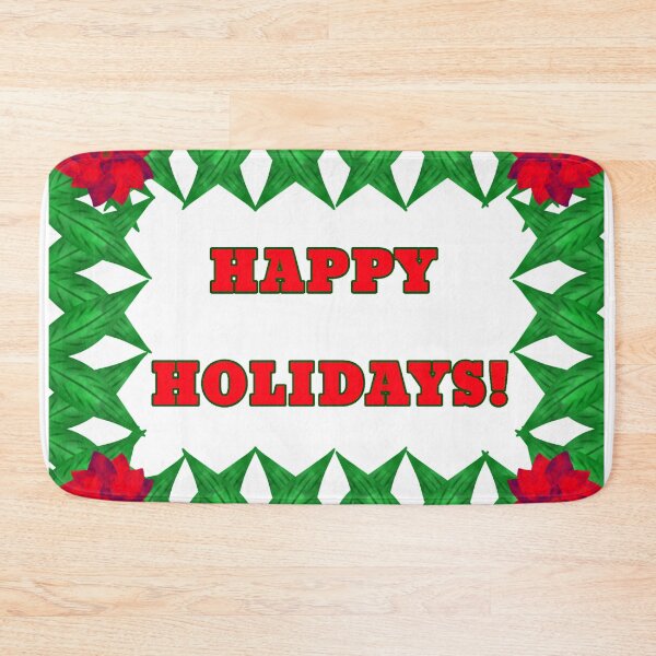 Item preview, Happy Holidays greetings w/ green leaves and red flowers frame designed and sold by Midnightviera.