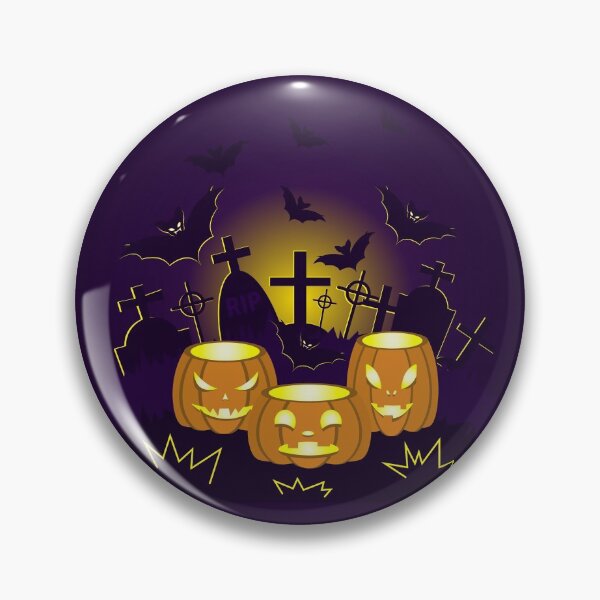 Artikelvorschau, Halloween mit leuchtenden Kürbissen, Friedhof und Fledermäusen. entworfen und verkauft von LetoHi.