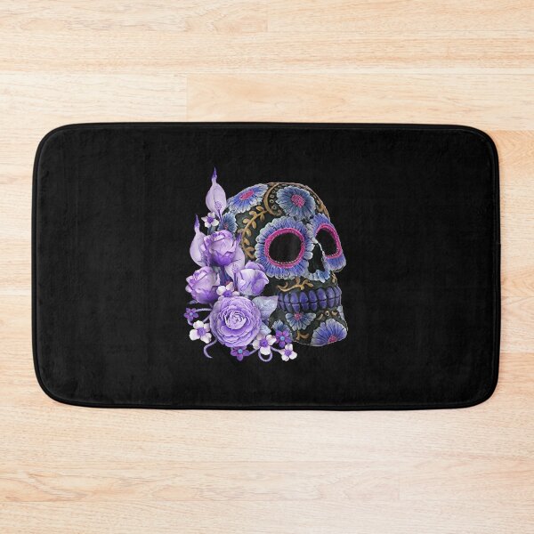 Item preview, Purple Floral Black Sugar Skull Day Of The Dead designed and sold by MasonshiNoor.